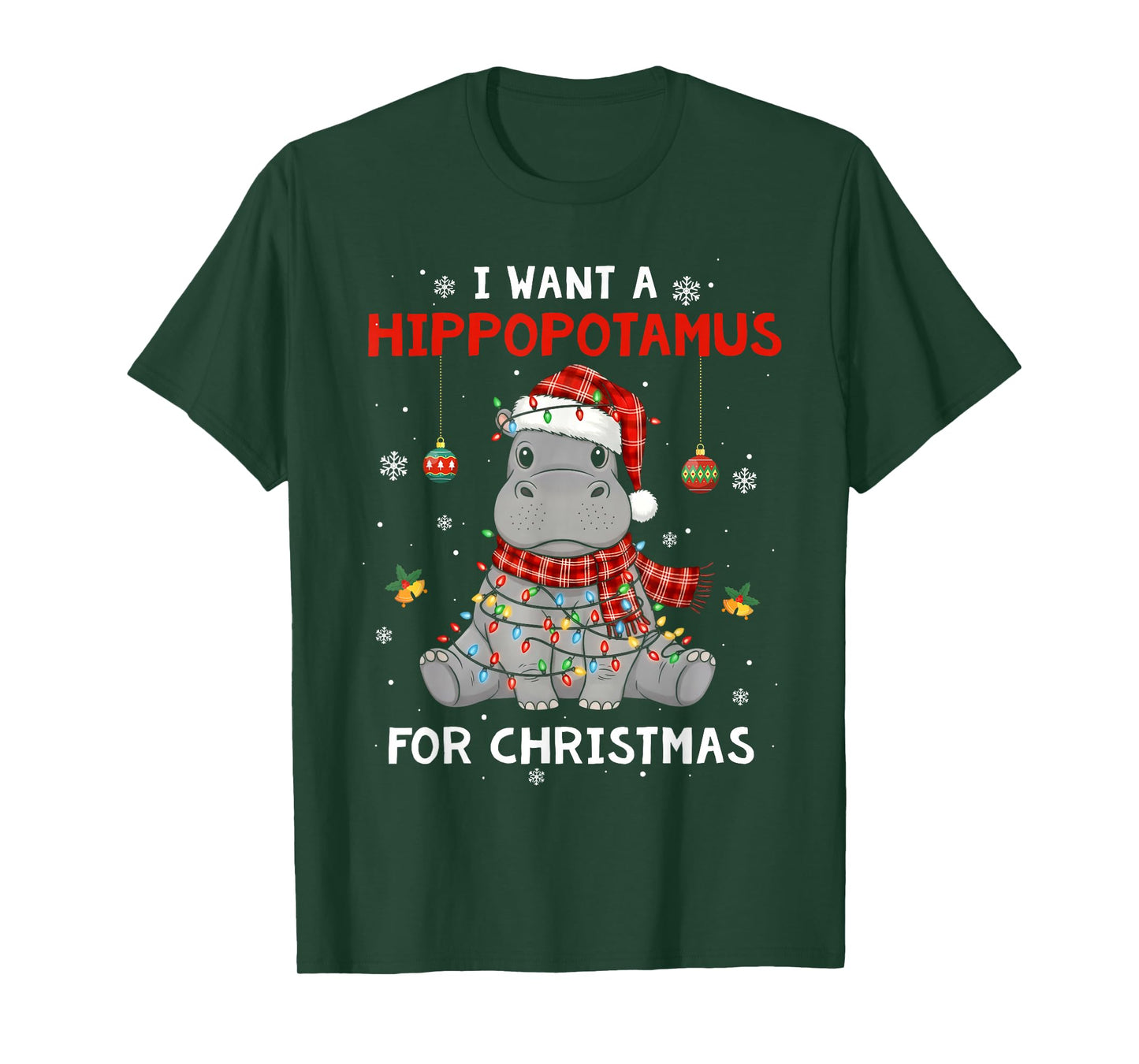 I Want A Hippopotamus for Christmas Xmas Hippo for Kid Women T-Shirt