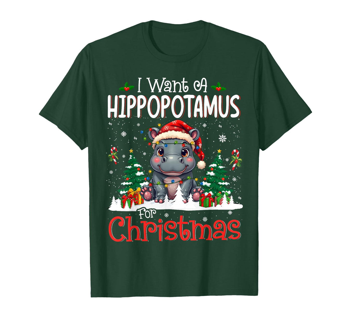 I Want A Hippopotamus for Christmas Xmas Hippo for Kid Women T-Shirt