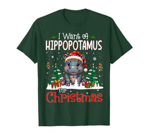 I Want A Hippopotamus for Christmas Xmas Hippo for Kid Women T-Shirt
