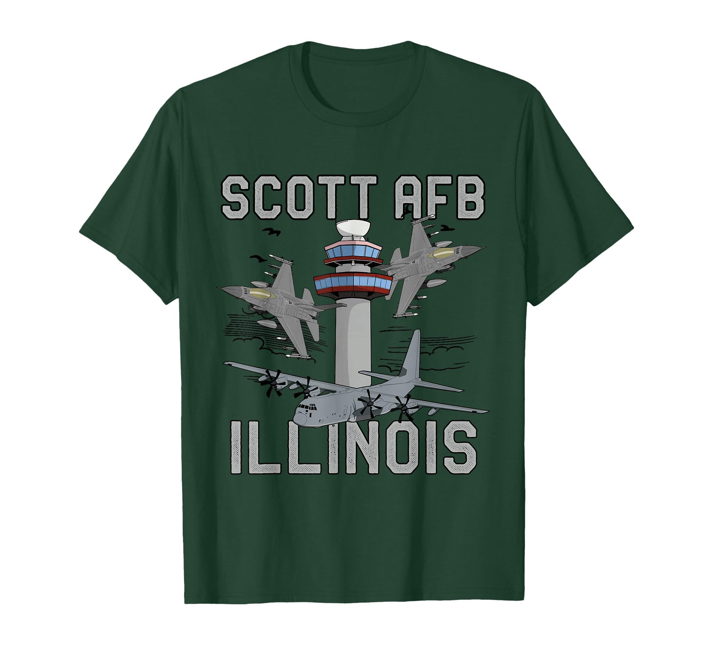 Scott AFB Illinois Air Force Base Fighter Jets Vintage Tee T-Shirt