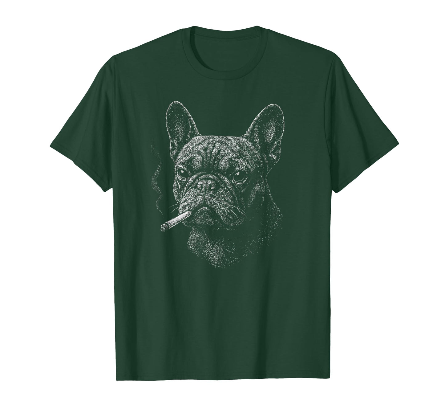 Graphic Art Animal Lover Adult French Bulldog Smoking Funny T-Shirt