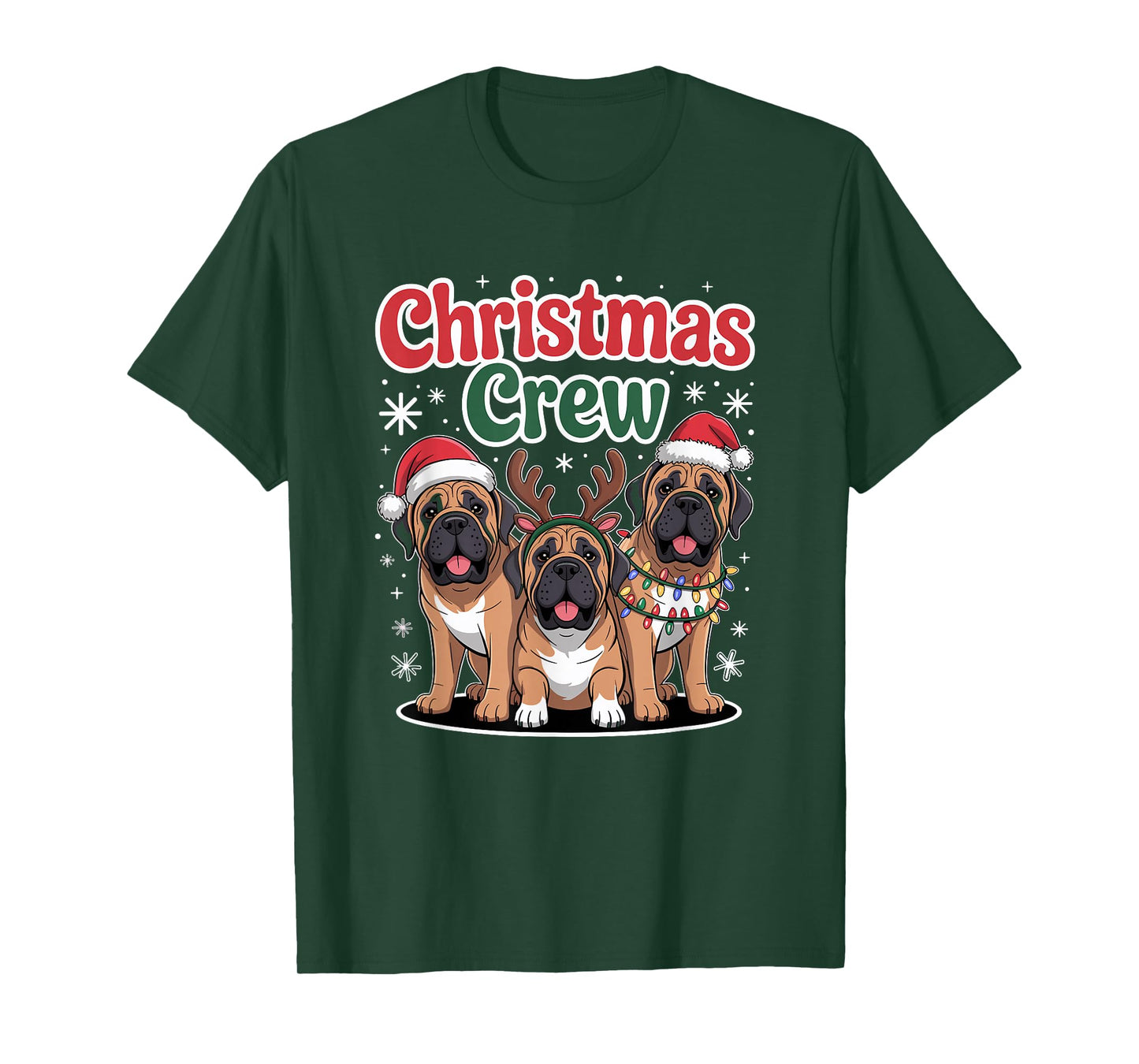 Christmas Crew Xmas Puppy Funny Christmas English Mastiff T-Shirt