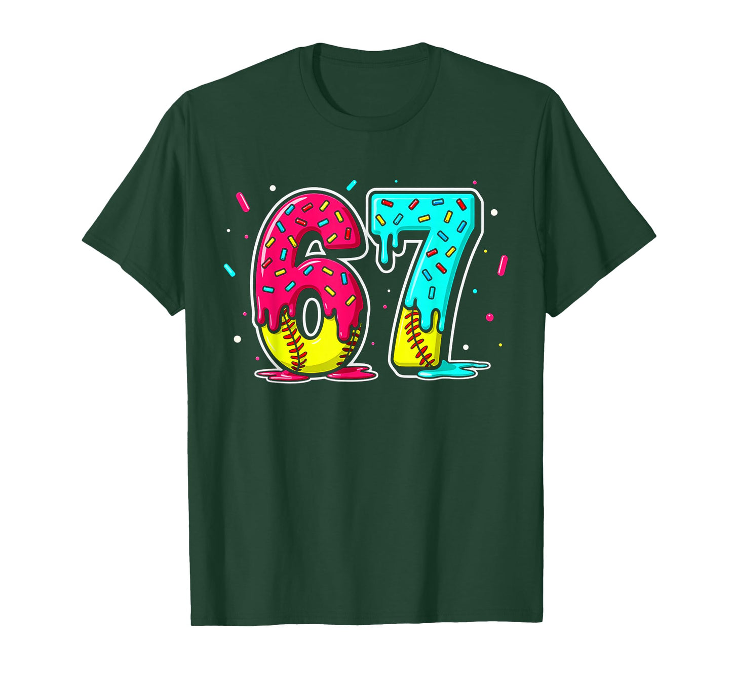 Ice Cream Dripping Softball Drip Funny 6 7 Six Seven Meme T-Shirt