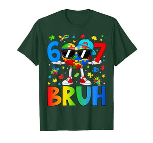 Six Seven Bruh 6 7 Puzzle Heart 67 Autism Awareness Boy Kids T-Shirt