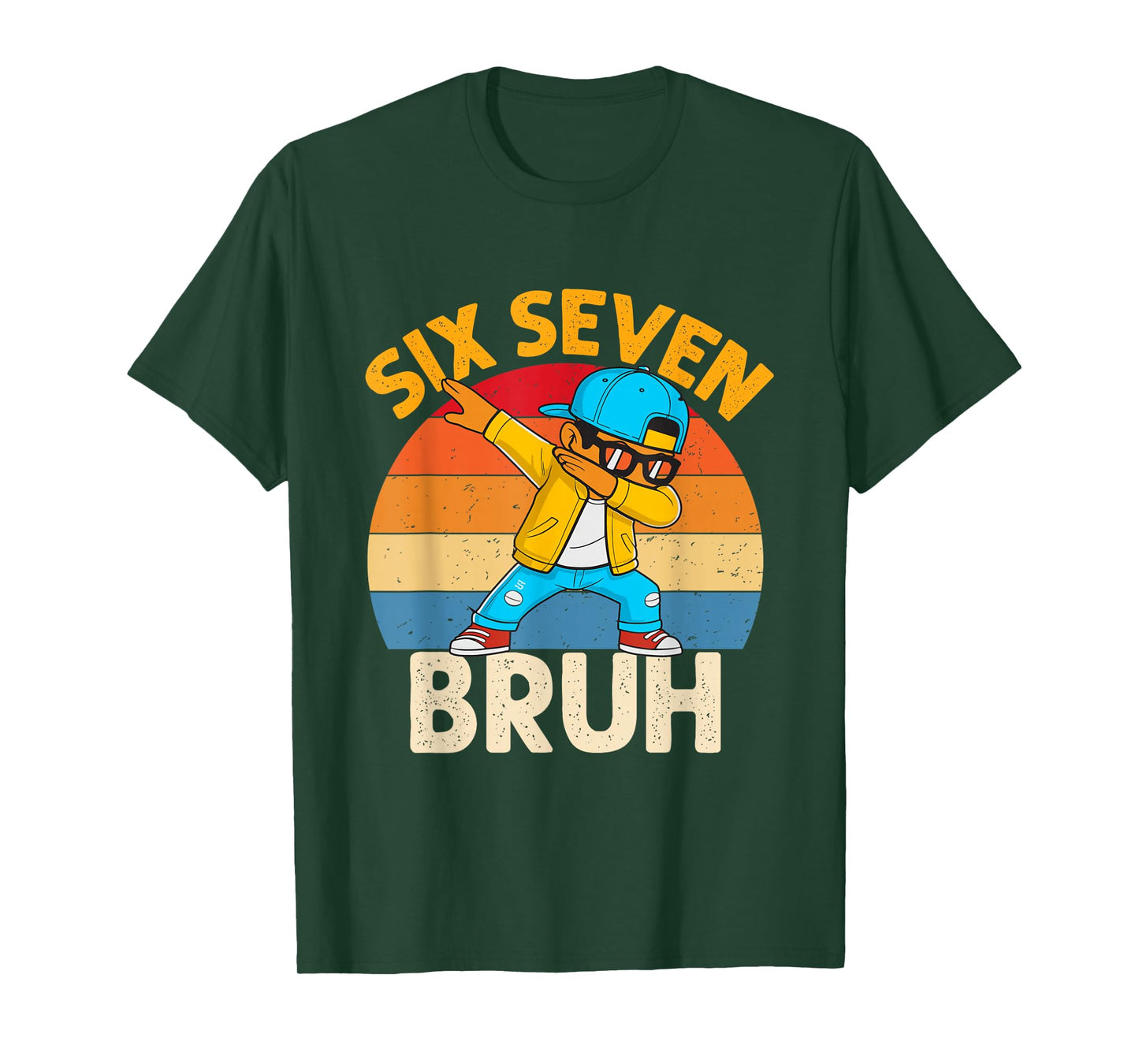 Six Seven Bruh Dabbing 67 Meme 6 7 Numbers Funny Boys Kids T-Shirt