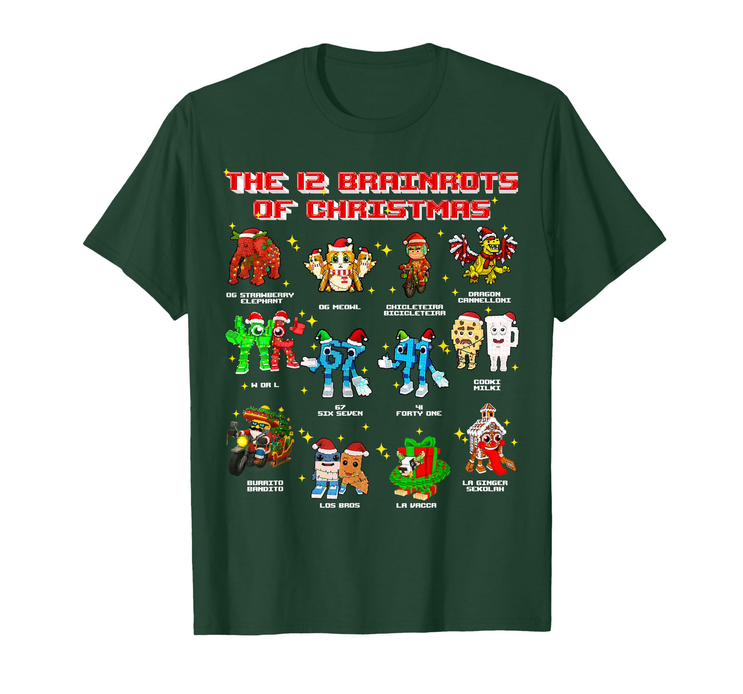 The 12 Brainrots of Christmas Funny Brainrot for Kids Teens T-Shirt