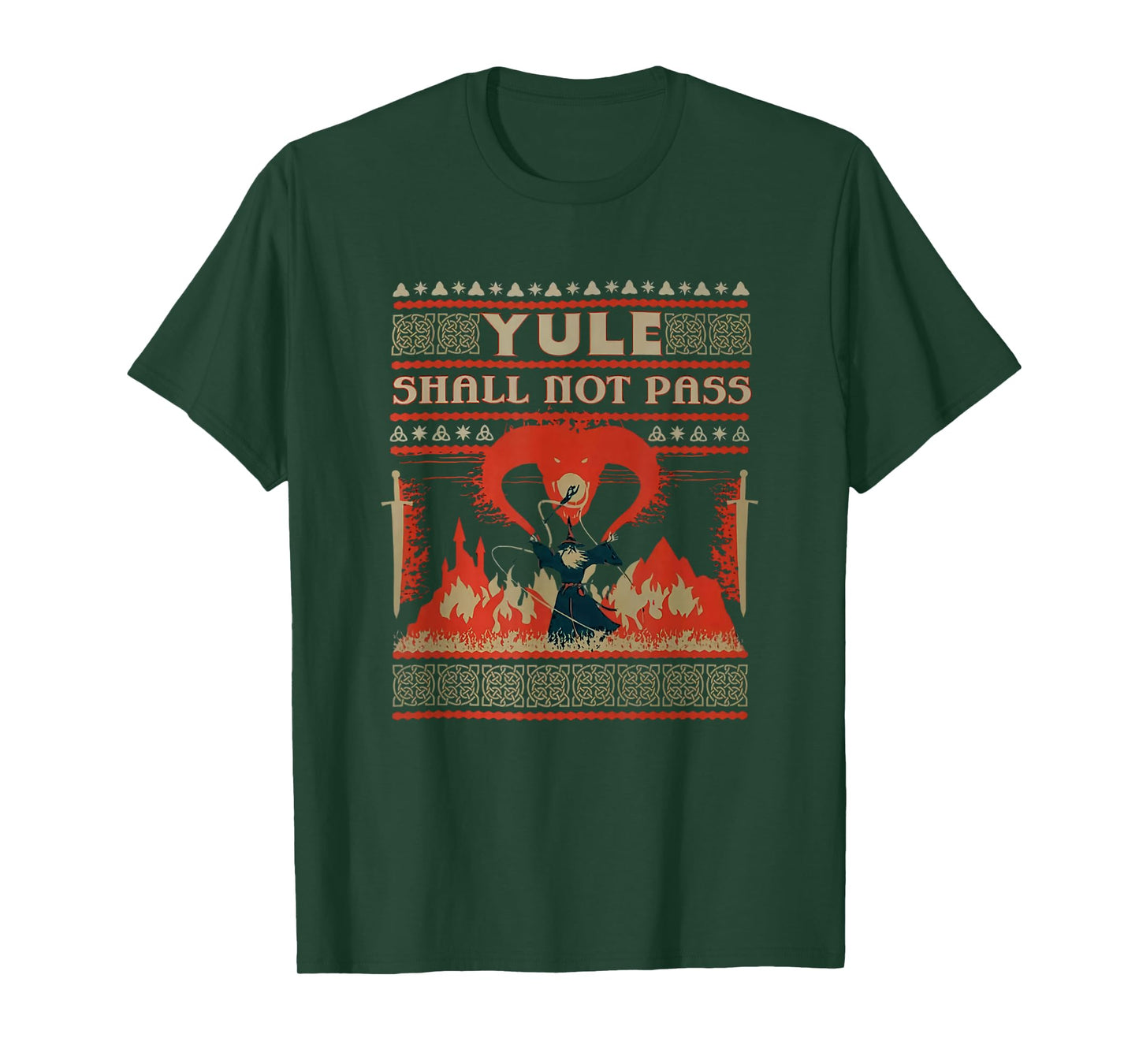 Yule Shall not Pass Fantasy Wizard Holiday Pun T-Shirt