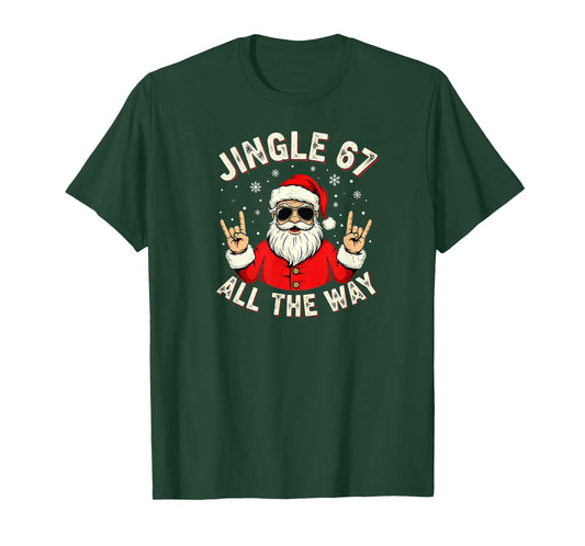 Funny Christmas Six Seven Santa Rock n' Roll Hands Meme T-Shirt