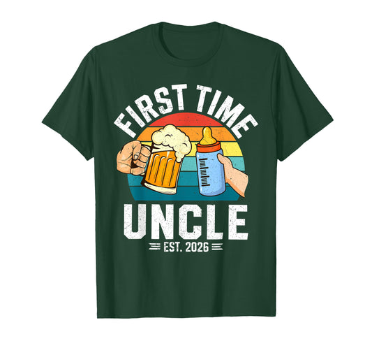 First Time Uncle Est 2026 Baby Announcement Great New Uncle T-Shirt