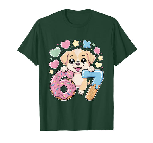 67 Dog Ice Cream Drip Cool Meme 67 Funny Six Seven Humor T-Shirt