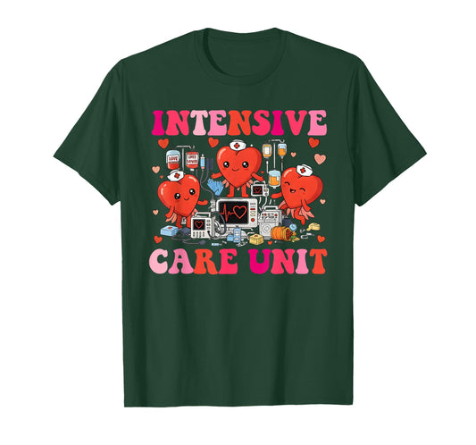 Valentines Day Nurse Intensive Care Unit ICU Nurse T-Shirt