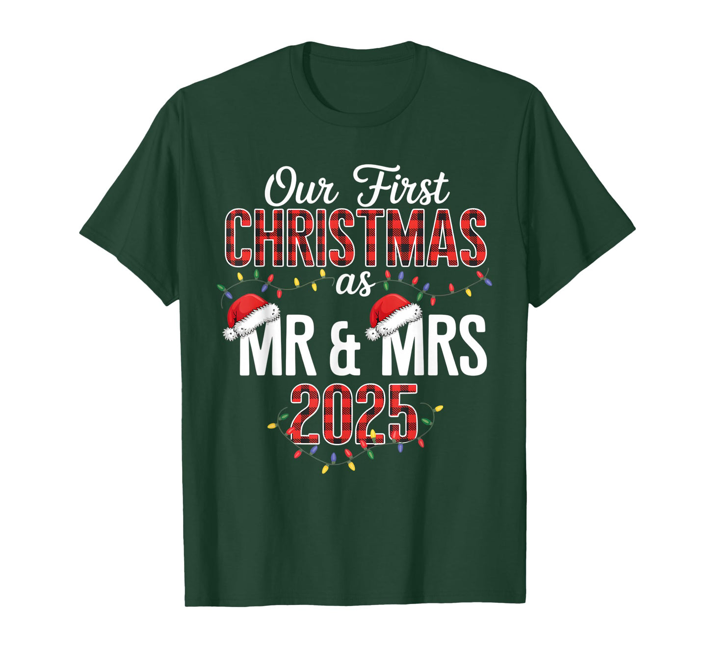 Our First Christmas As Mr & Mrs 2025 Couple Pajamas Matching T-Shirt
