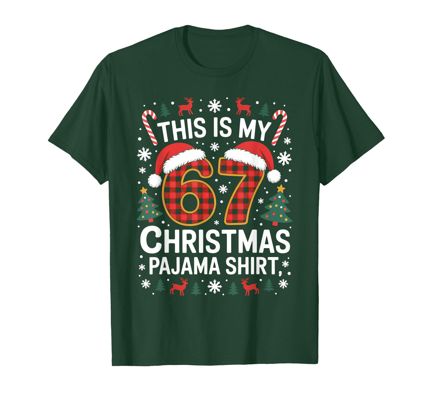 67 Christmas Pajama Shirt Funny Six Seven Meme Brainrot T-Shirt