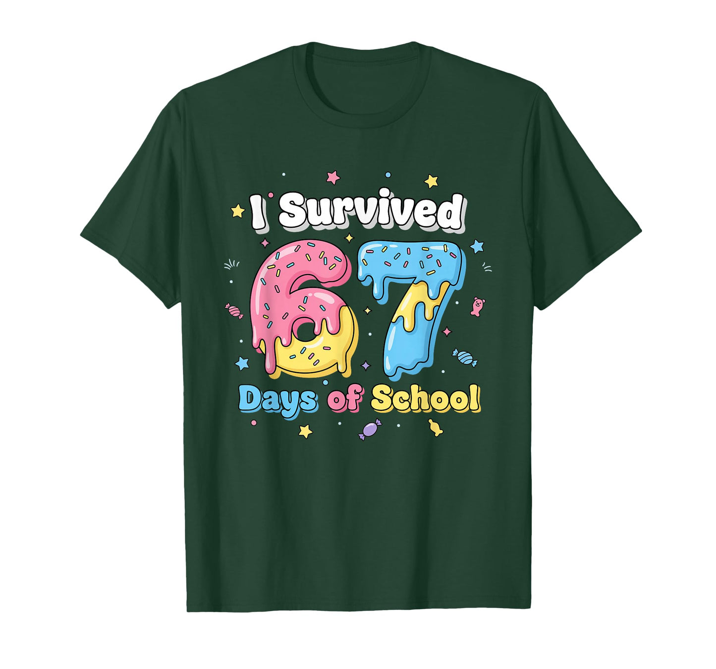 Funny 67 Meme Teachers Students I Survived 67 Days of School T-Shirt