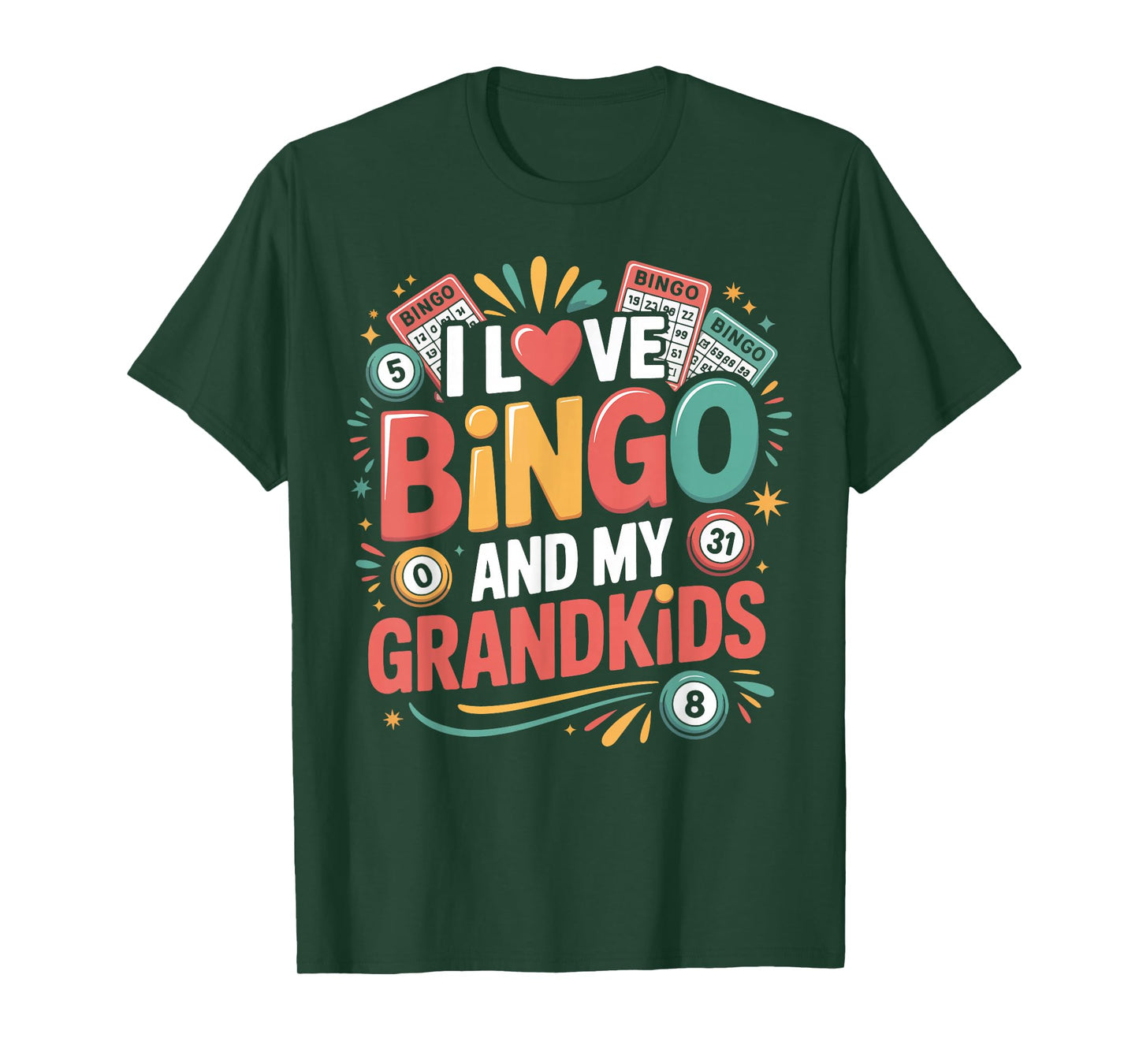 Bingo Player Grandma Grandpa I Love Bingo and My Grandkids T-Shirt