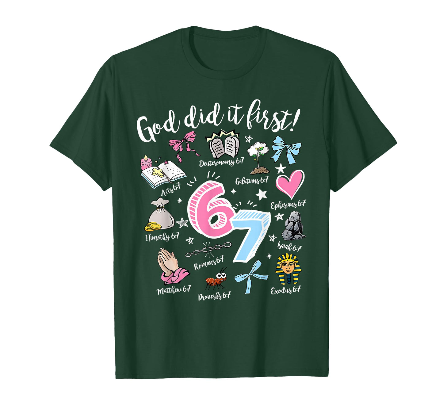 Vintage God Did It First 67 Six Seven Meme Christian Bible T-Shirt