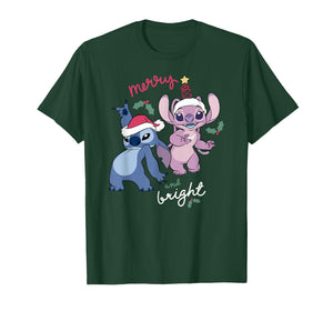 Disney Lilo & Stitch Christmas Merry & Bright Stitch & Angel T-Shirt