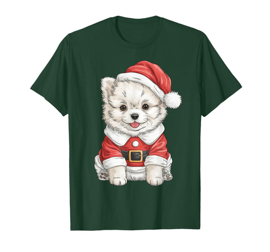 Cute Christmas Pomeranian Santa Pom Dog Lover T-Shirt