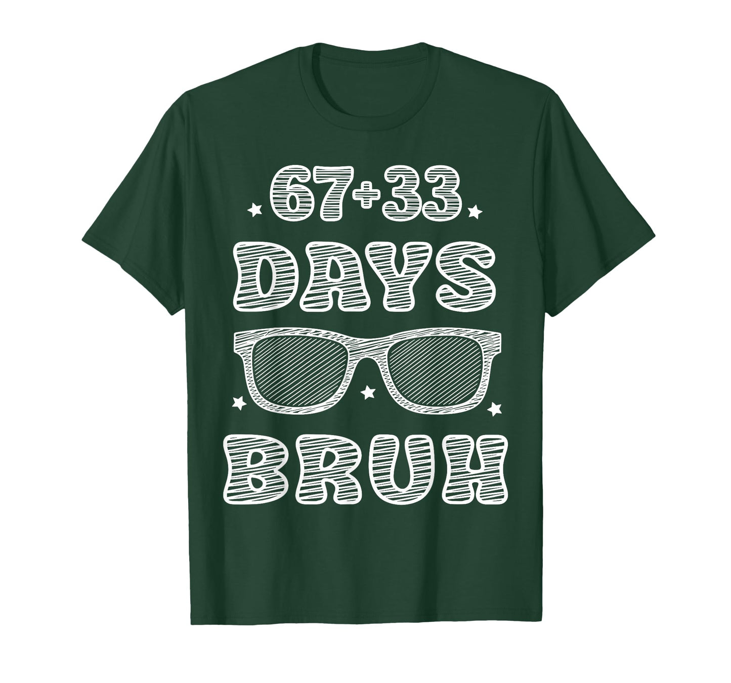 Funny 67 + 33 Days Bruh 100 Days of School Kids Boy Young T-Shirt