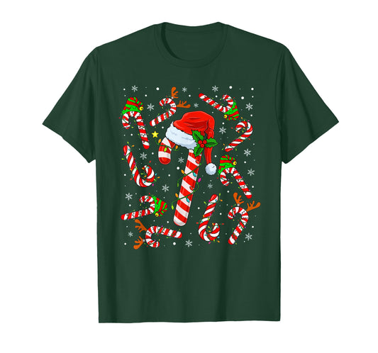 Christmas Candy Cane Santa Xmas Kids Toddler Youth Women Men T-Shirt