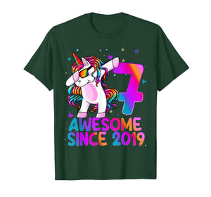 7 Year Old Girl Awesome Since 2019 Unicorn 7th Birthday Girl T-Shirt