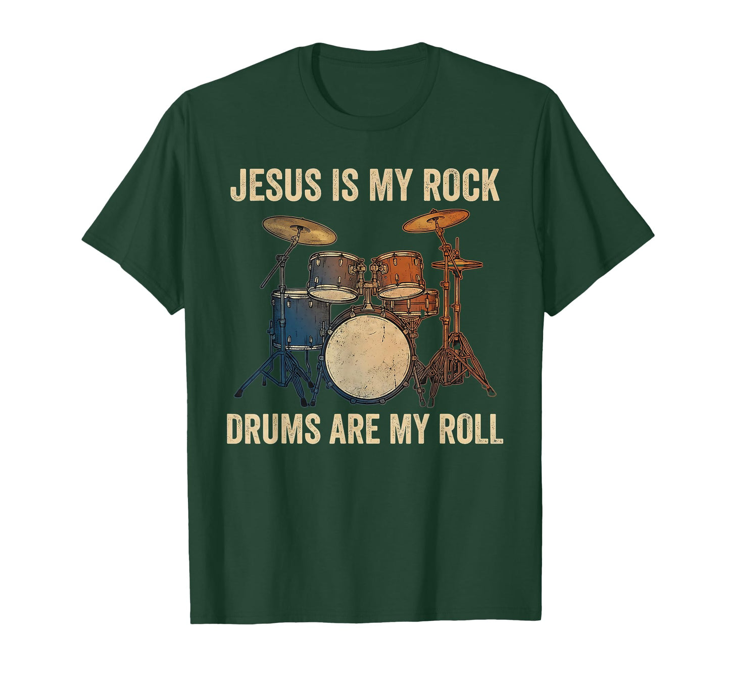 Christian Drummer Jesus is My Rock Drums are My Roll T-Shirt