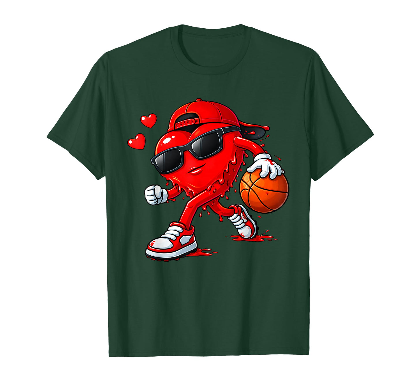 Valentine Basketball Heart Drip Sport Valentines Day Boys T-Shirt