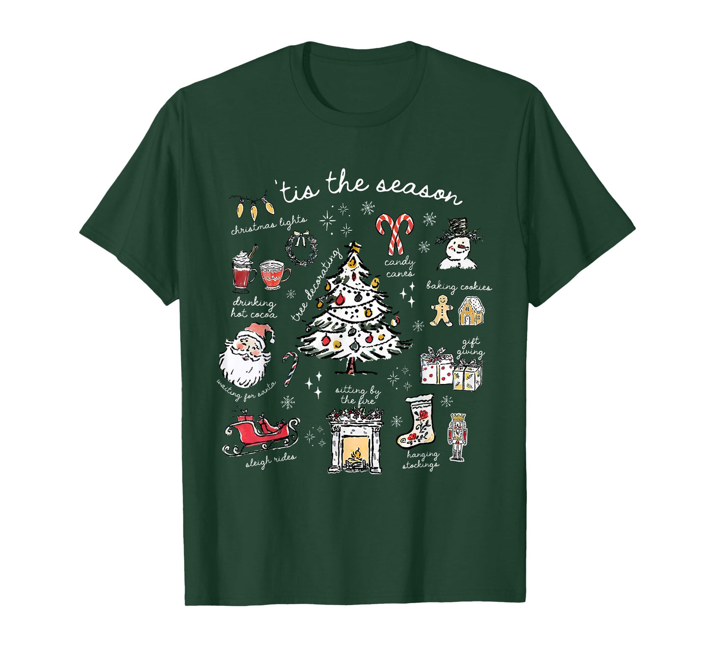 Retro Vintage Tis The Season Merry Christmas Doodles Snowman T-Shirt