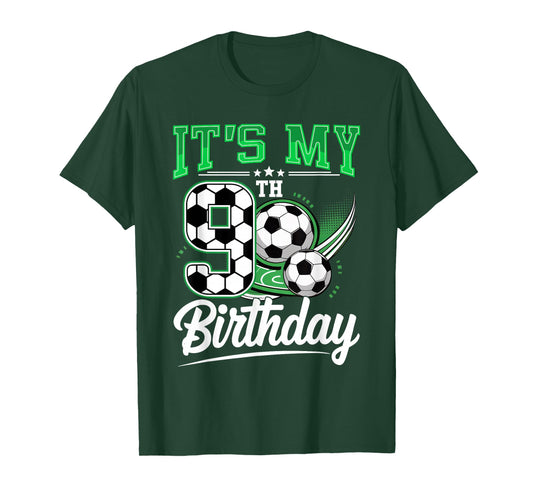 It's My 9th Birthday Boy Soccer Ball 9 Year Old Number Nine T-Shirt