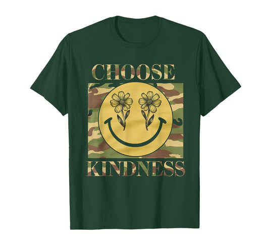 Choose Kindness Tshirt Retro Camo Camouflage Kind Kids Boys T-Shirt