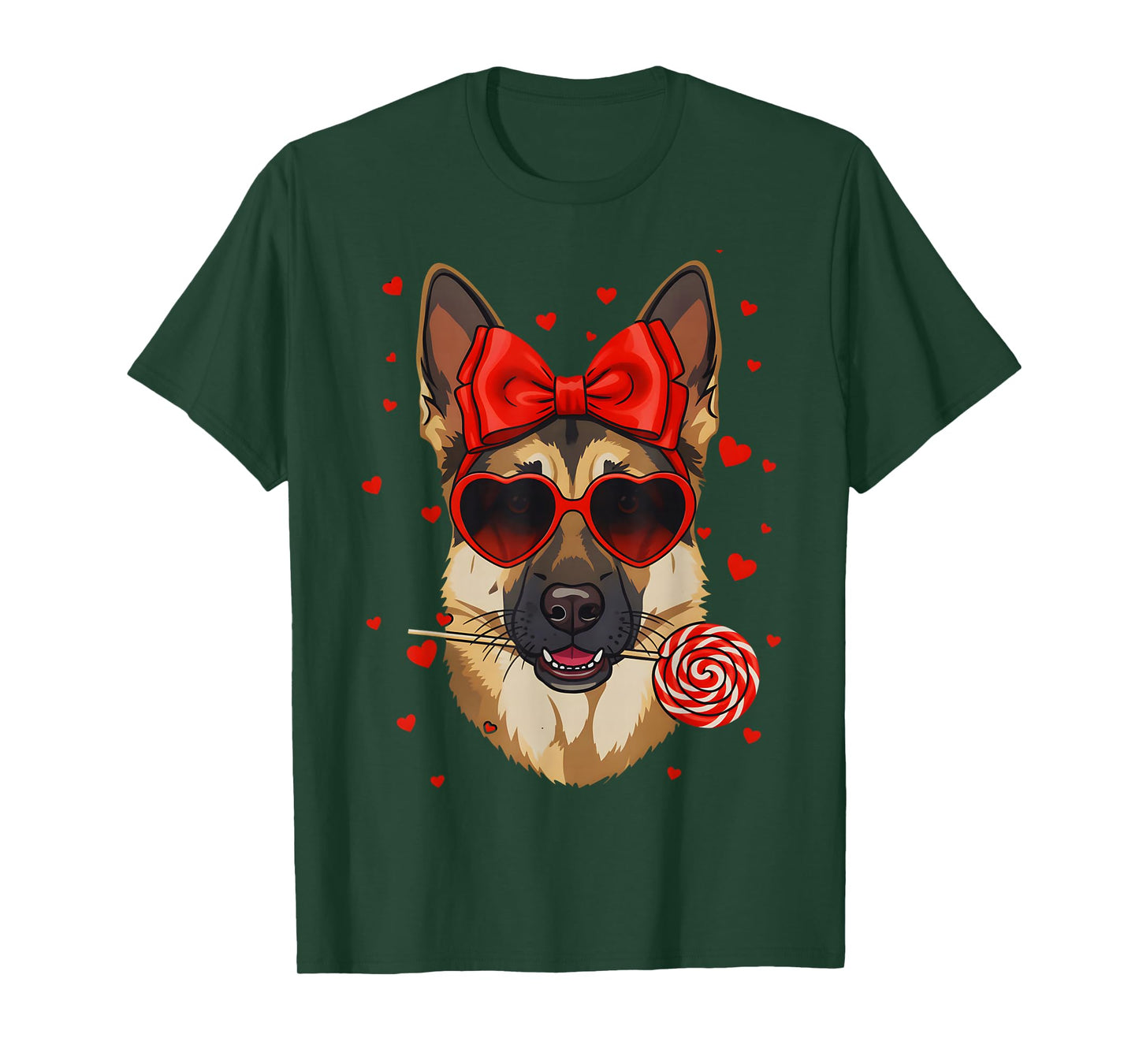 German Shepherd Valentines Day Coquette Bow Dog Lover Heart T-Shirt