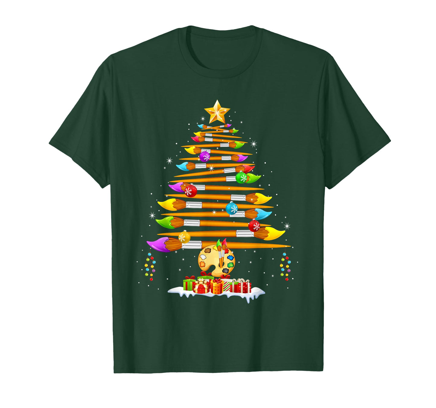 Paint Brush Christmas Tree Decor Painting for Painter Artist T-Shirt