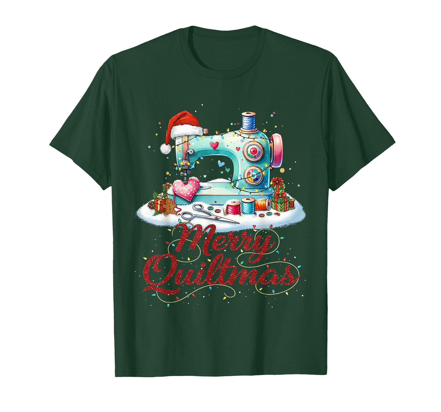 Cute Sewing Sewer Merry Quiltmas Christmas Patterns Quilter T-Shirt