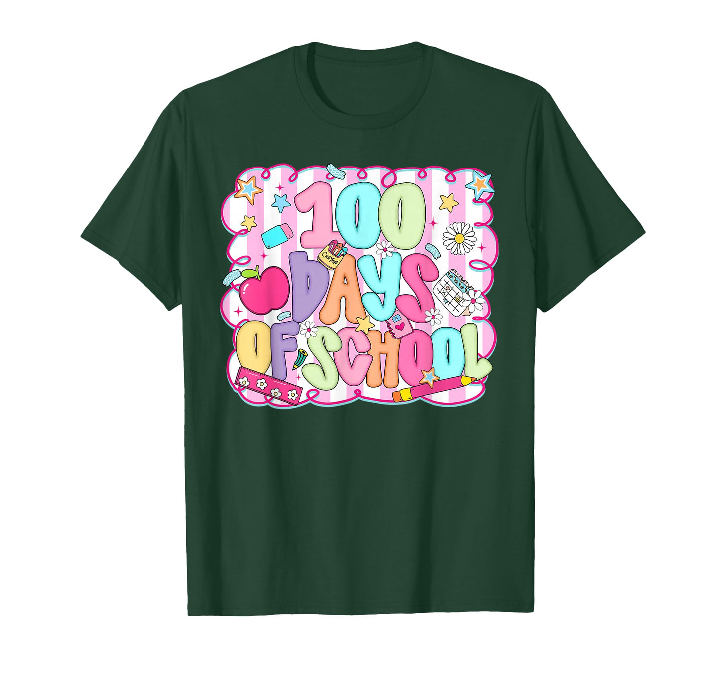 Preppy 100 Days of School 100th Day Teacher Girl Women Kids T-Shirt