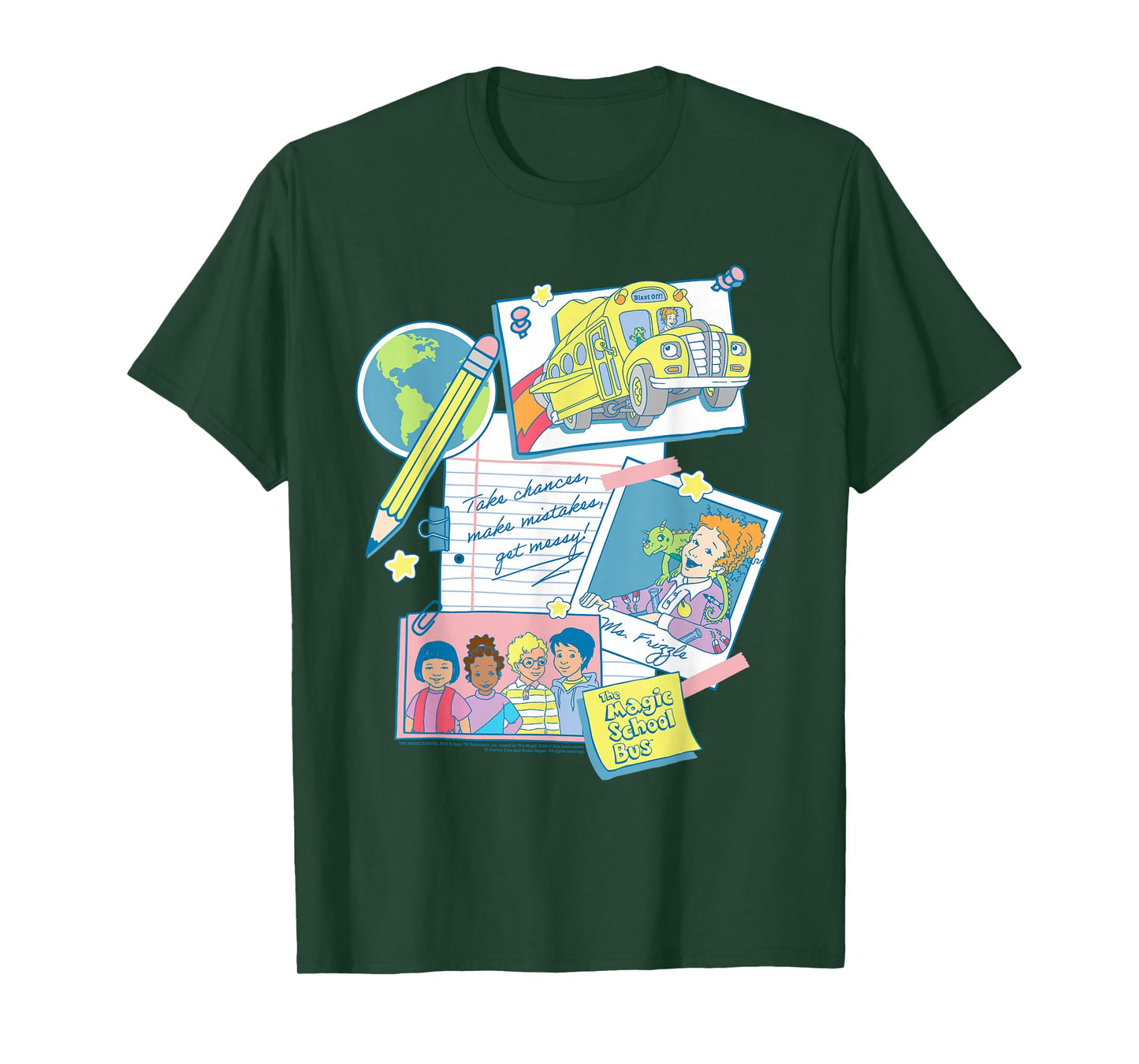 The Magic School Bus Classroom Items Collage Retro Cartoon T-Shirt