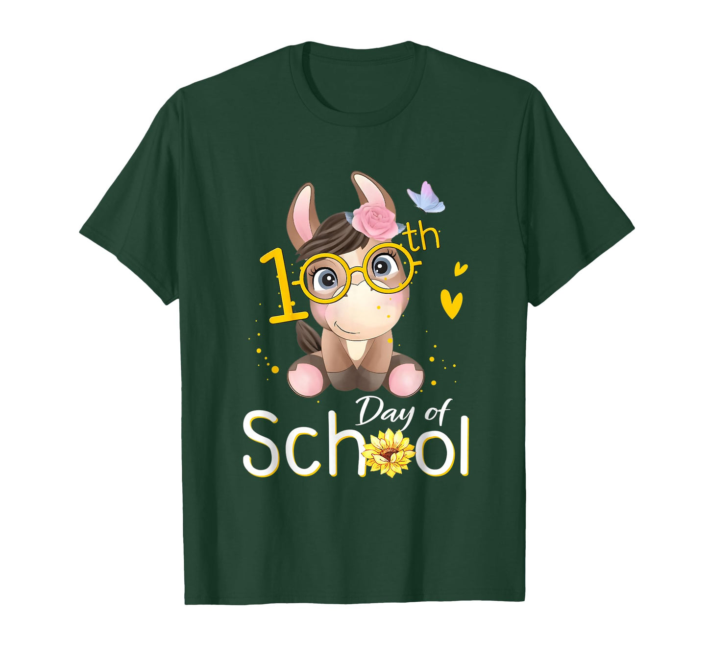 Cute 100 Days of School Happy 100th Day of School Horse T-Shirt
