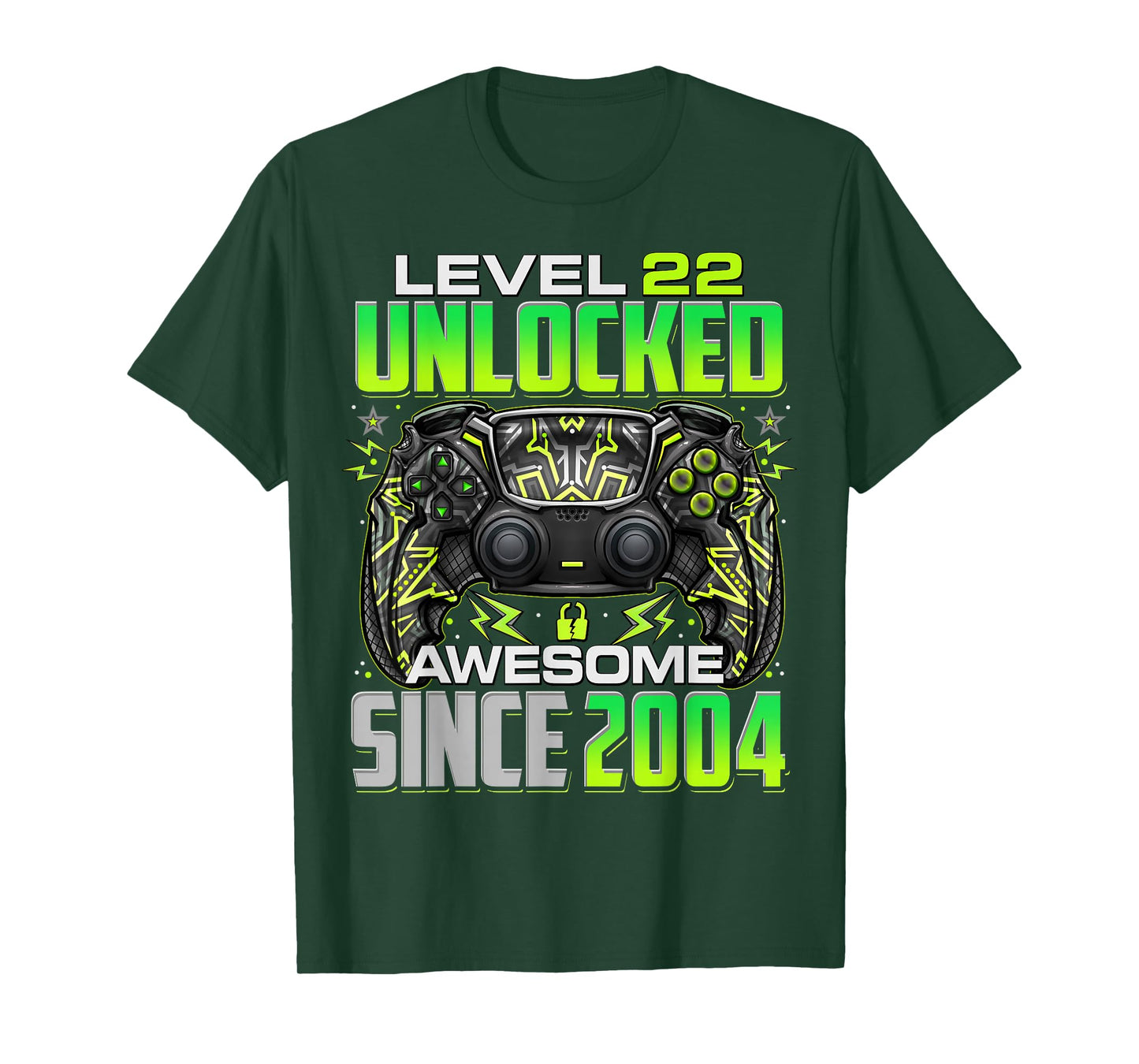 Level 22 Unlocked Awesome Since 2004 22nd Birthday Gaming T-Shirt