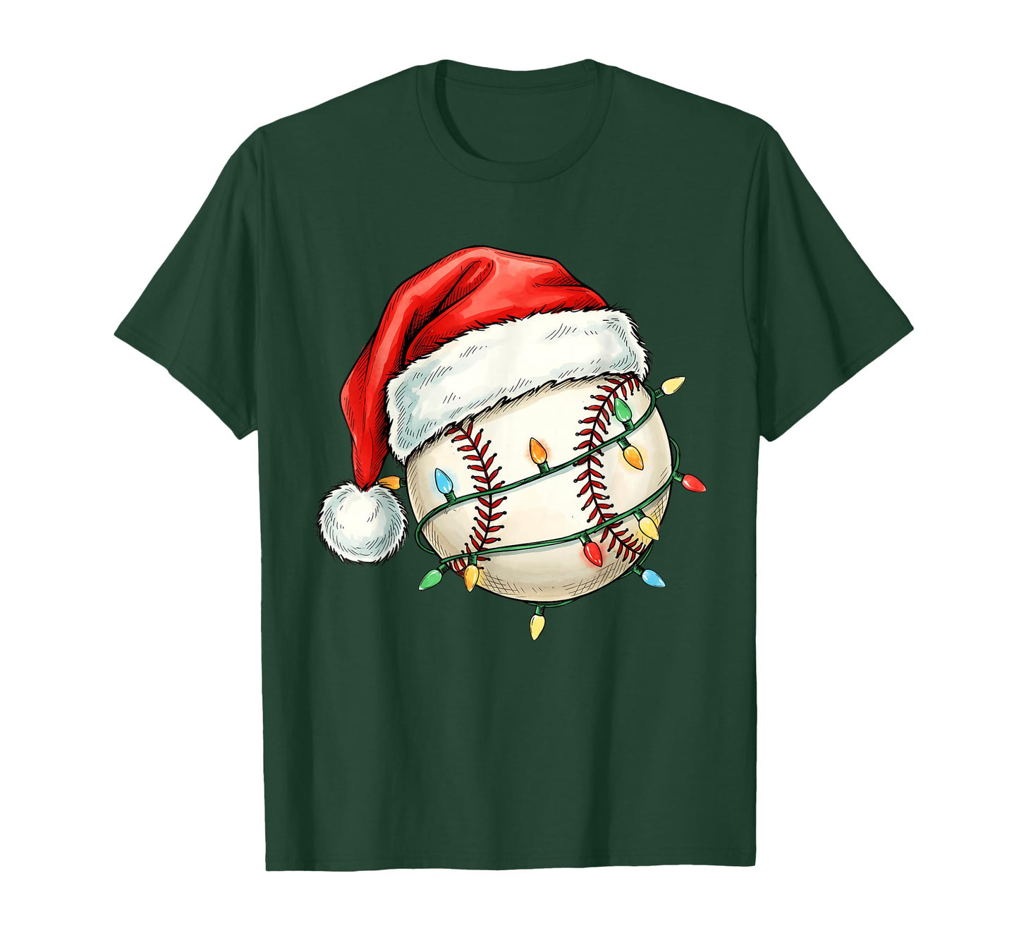 Baseball Christmas Shirt Funny Santa Hat Sport Men Kids T-Shirt