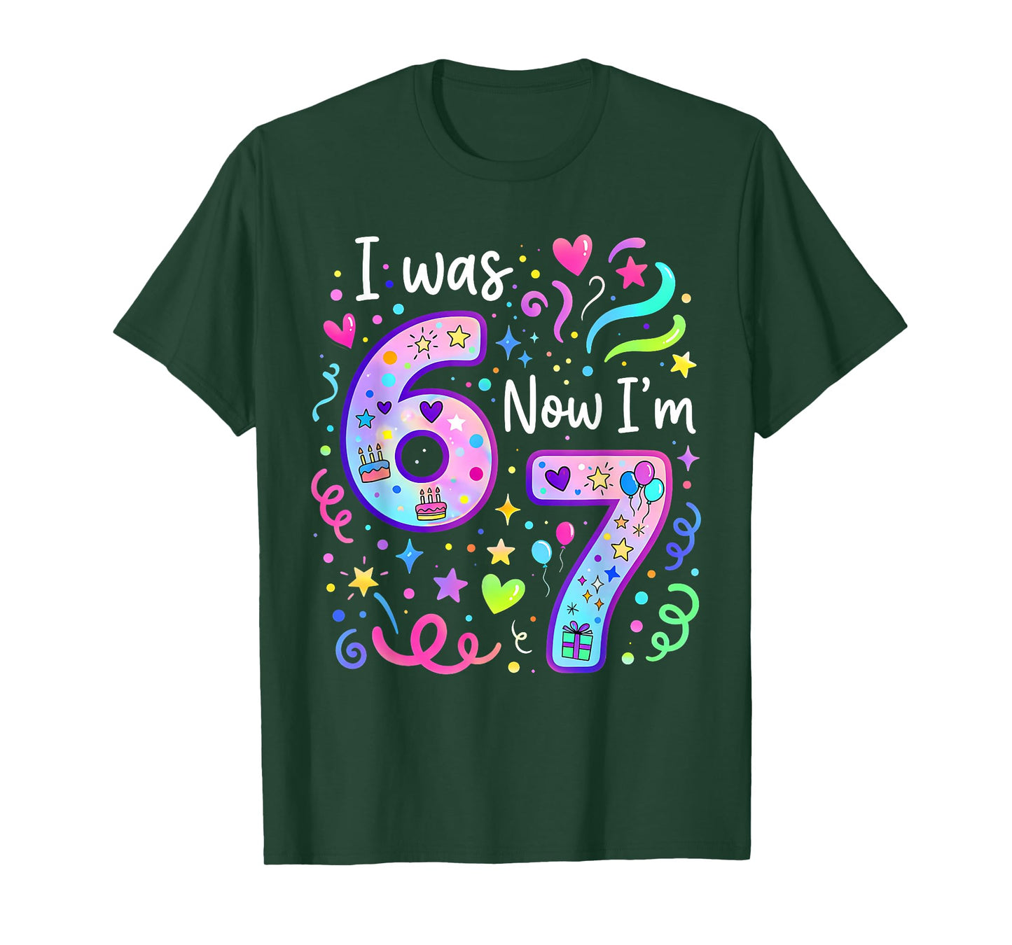 7th Birthday Girl I was 6 Now I'm 7 Years Old Girls Birthday T-Shirt