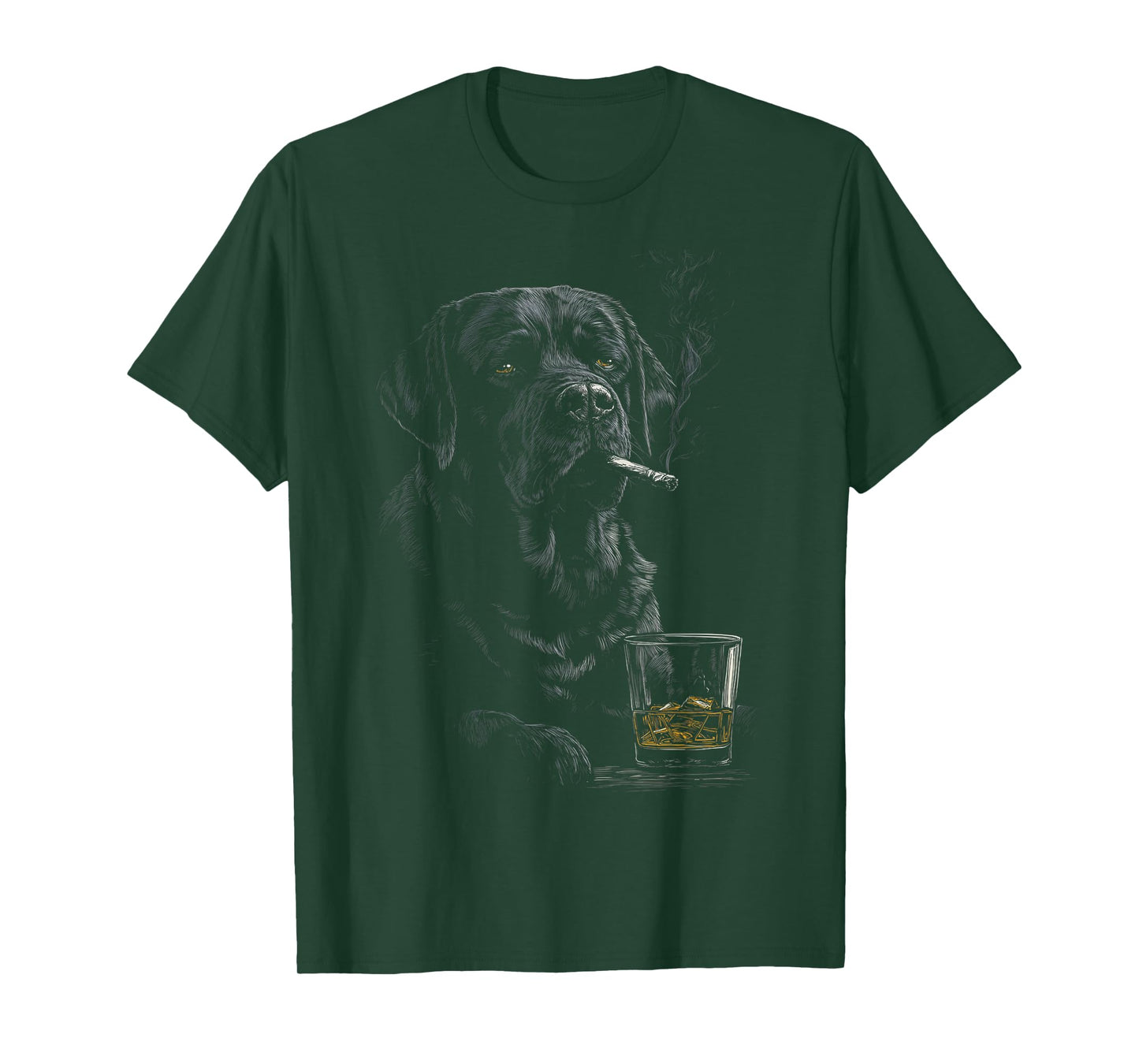 Black Labrador Smoking Cigarette Whisky Lover Funny Lab Dog T-Shirt