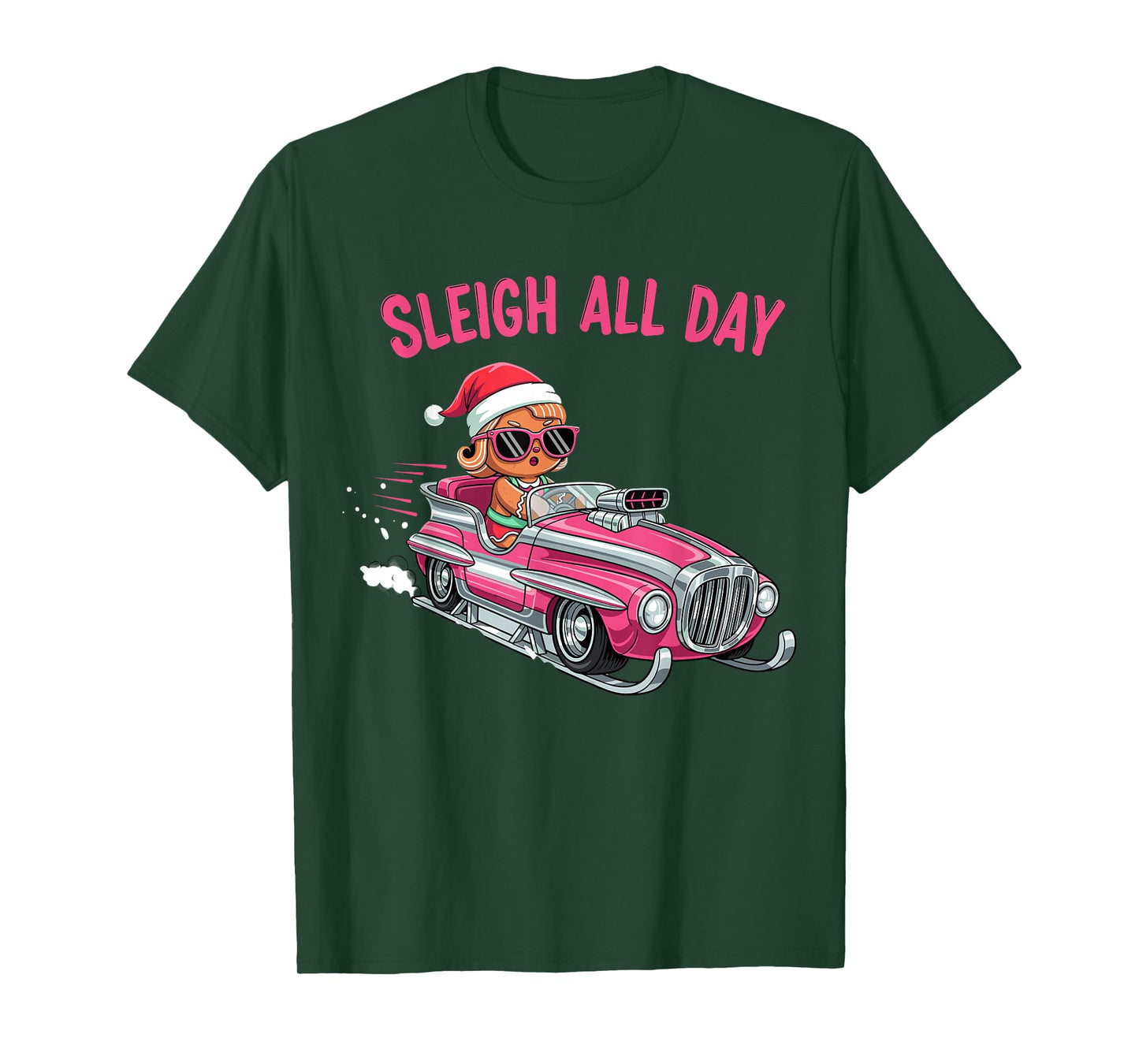Sleigh All Day Pink GroovyGingerbread Candy Christmas Girls T-Shirt