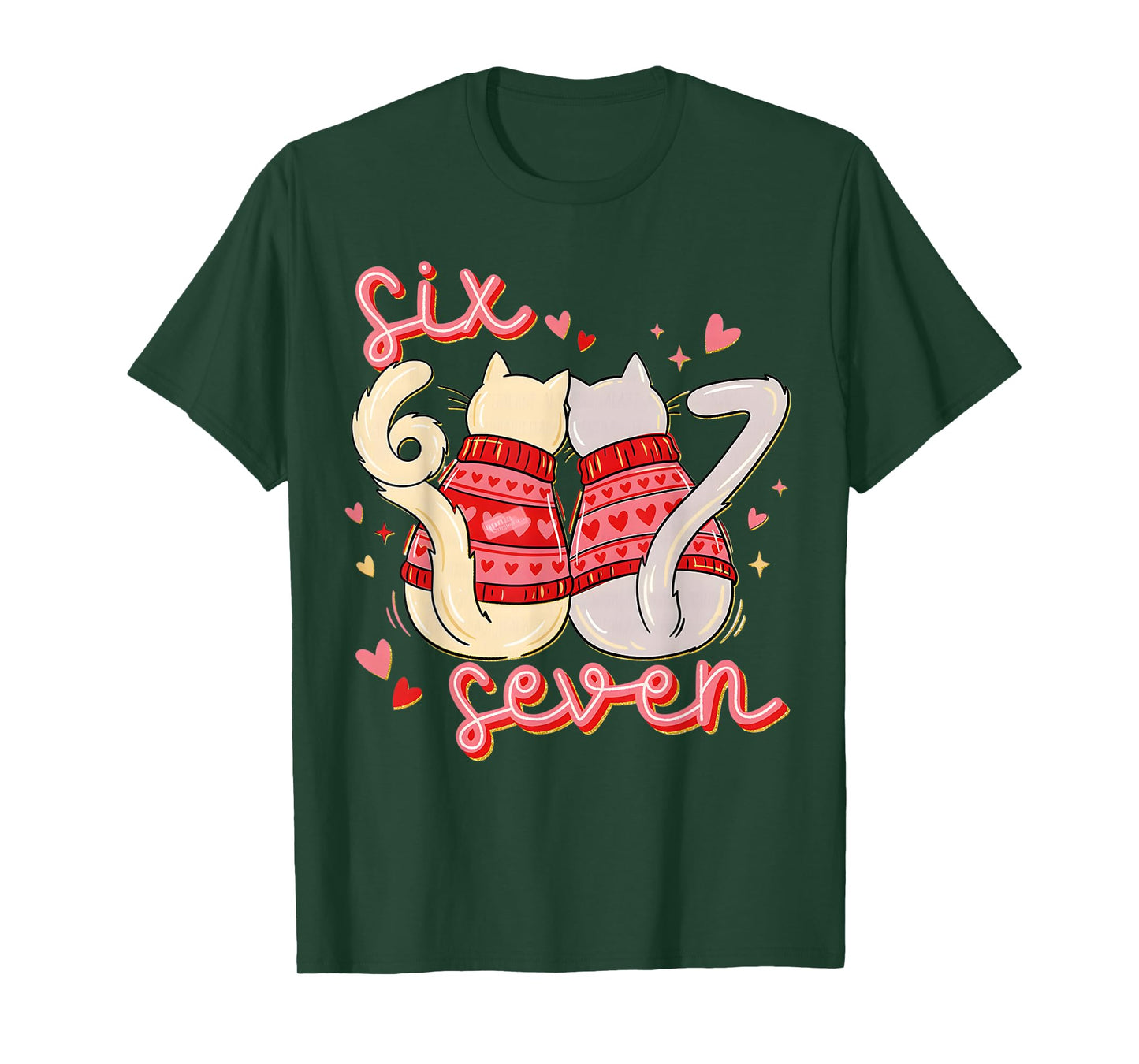 Funny 67 Meme Cat Heart Valentines Six Seven Cat 6 7 Memes T-Shirt