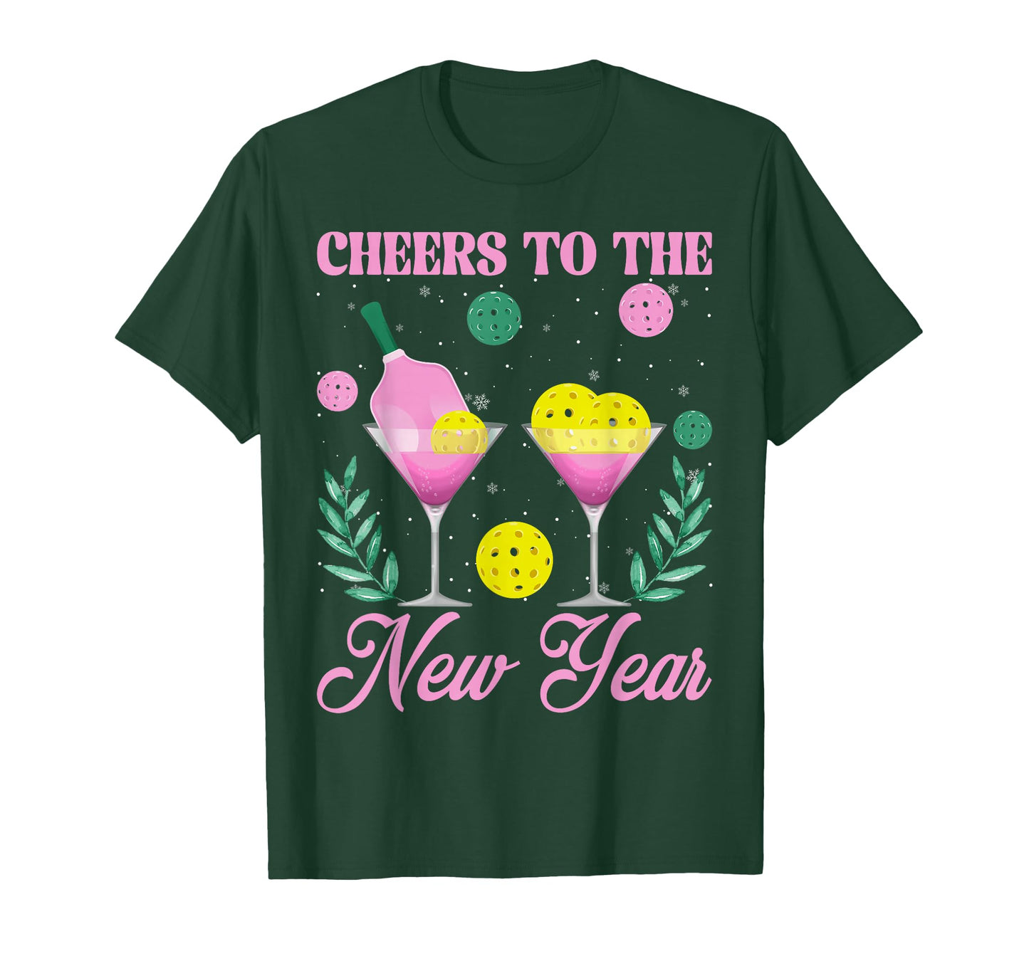 Cheers to The New Year Champagne Glass & Pickleball NYE 2026 T-Shirt