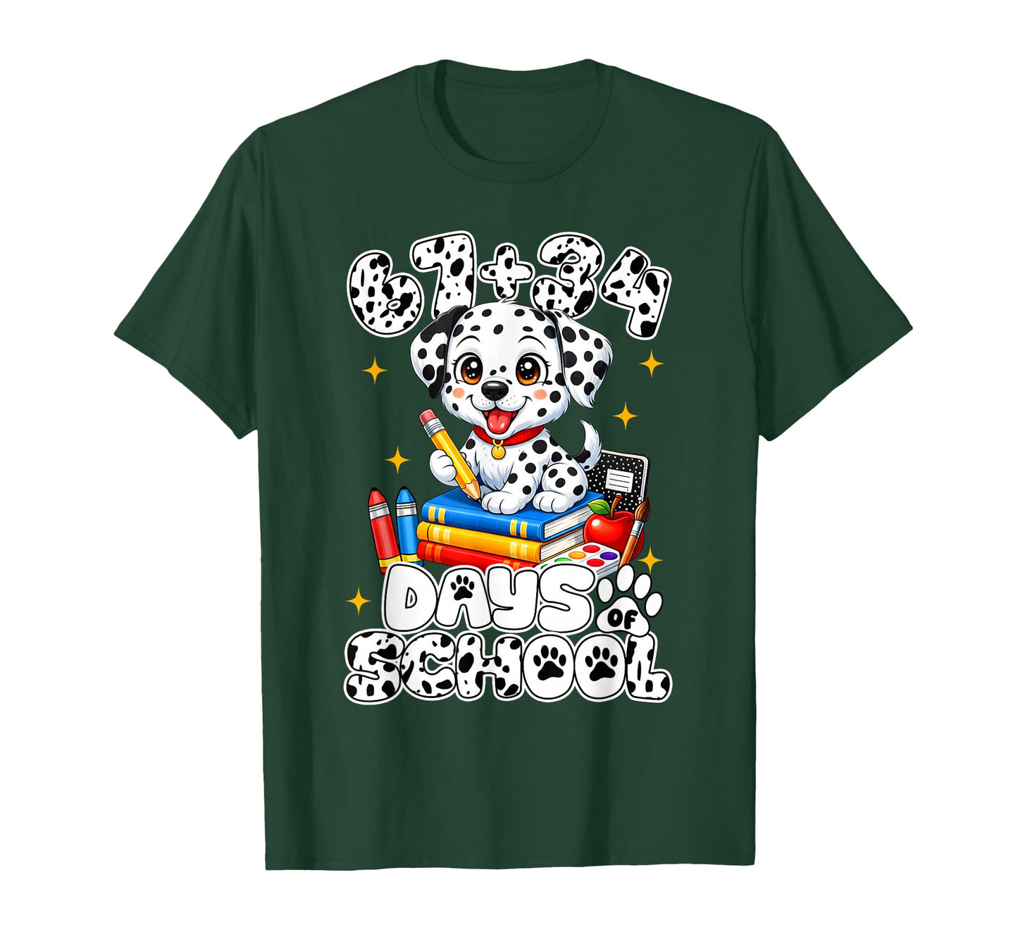 67+34 Days School 101 Days Cute Dog T-Shirt