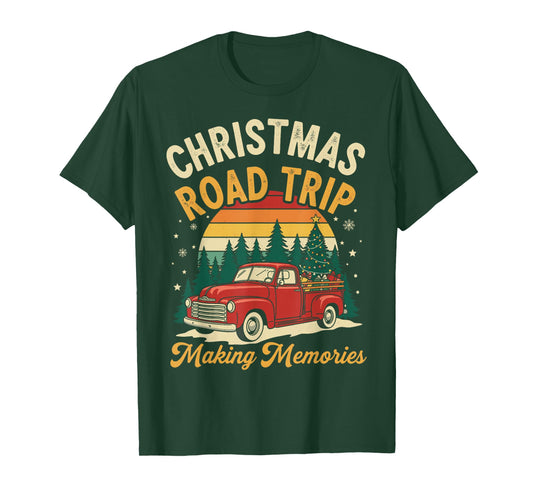 Retro Christmas Road Trip Making Memories Design T-Shirt