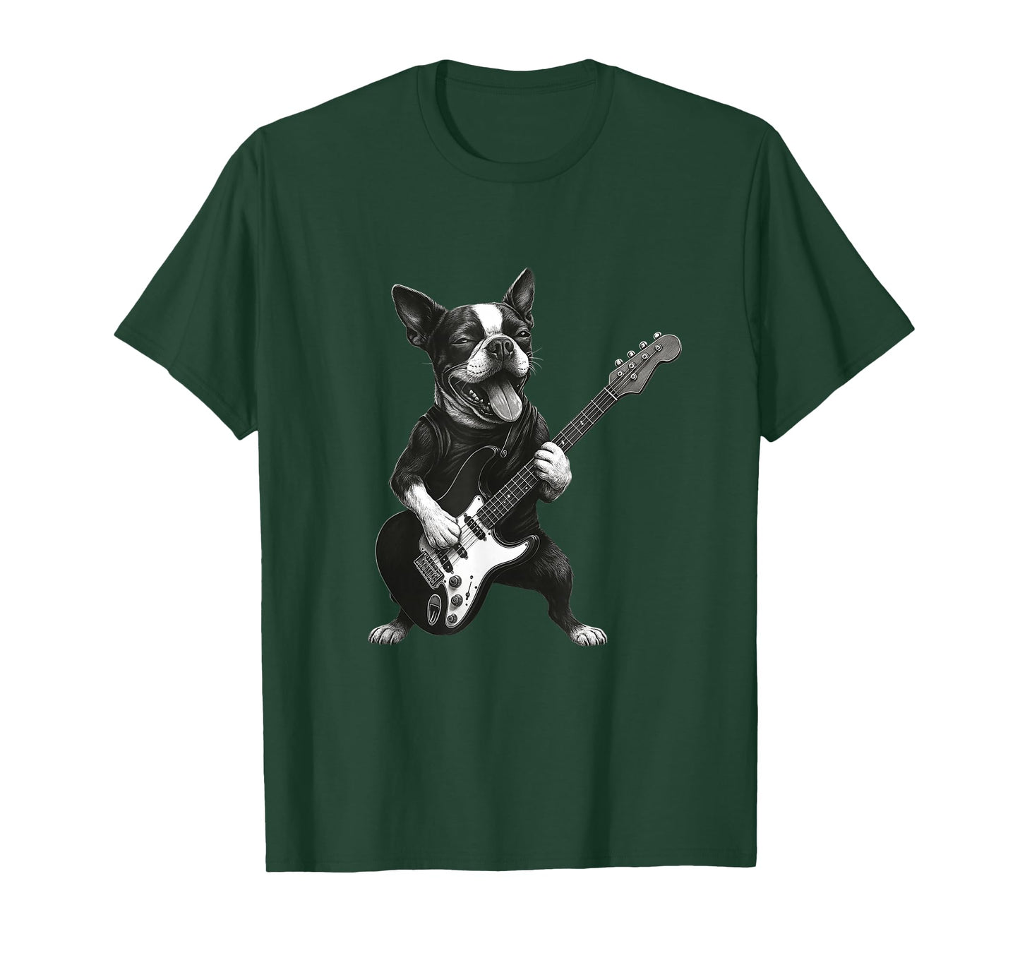 Boston Terrier Playing Guitar Funny Dog Lover T-Shirt