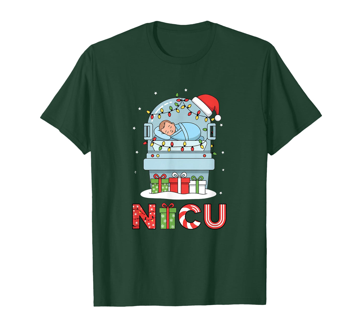 Nurse NICU Nurse Christmas Neonatal Holiday NICU RN Isolette T-Shirt