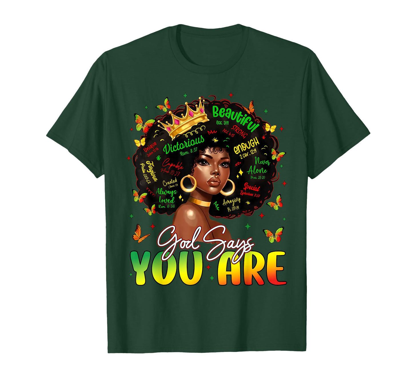God Says You are Black History God Says I Am Afro Girl Women T-Shirt