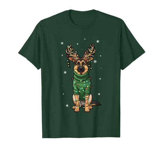 Dog Christmas Outfit, German Shepherd Reindeer Christmas T-Shirt