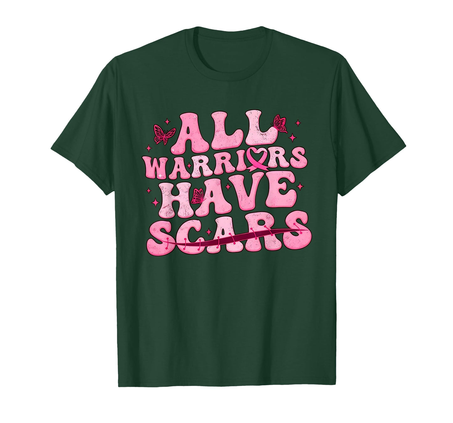 All Warriors Have Scars Breast Cancer Pink Ribbon, Cancer Su T-Shirt